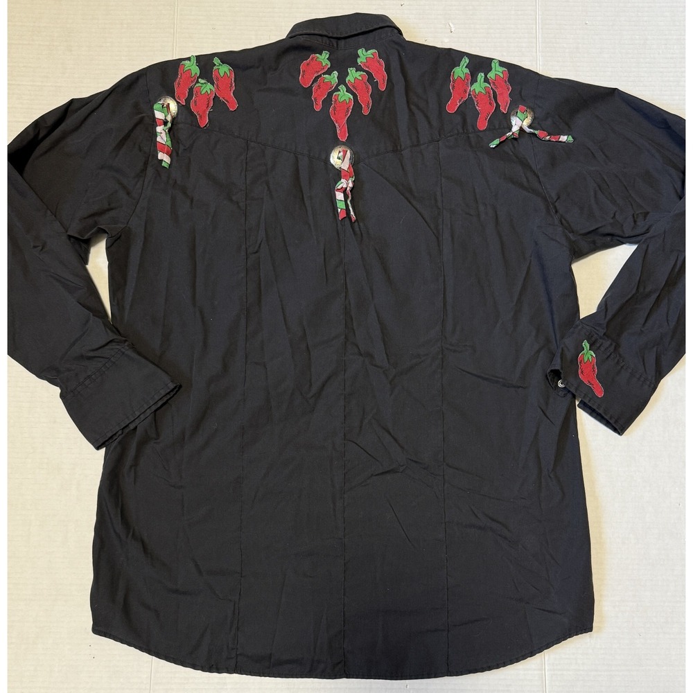 SHEPLERS - Men's Chili Pepper‎ Pearl Snap Long Sleeve Western Shirt - X-Large